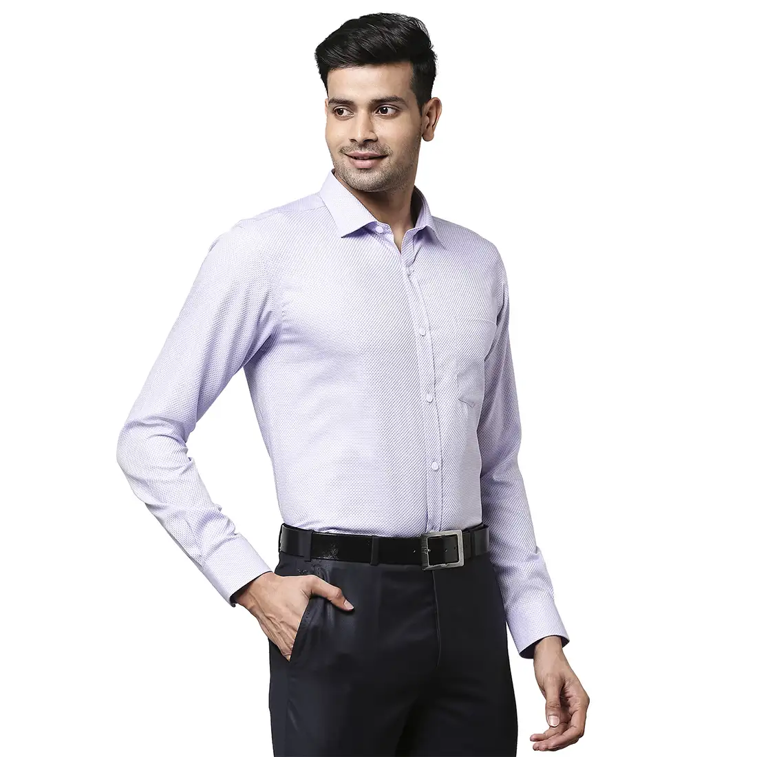 Men Violet Slim Fit Checks Cotton Shirts - Image 2