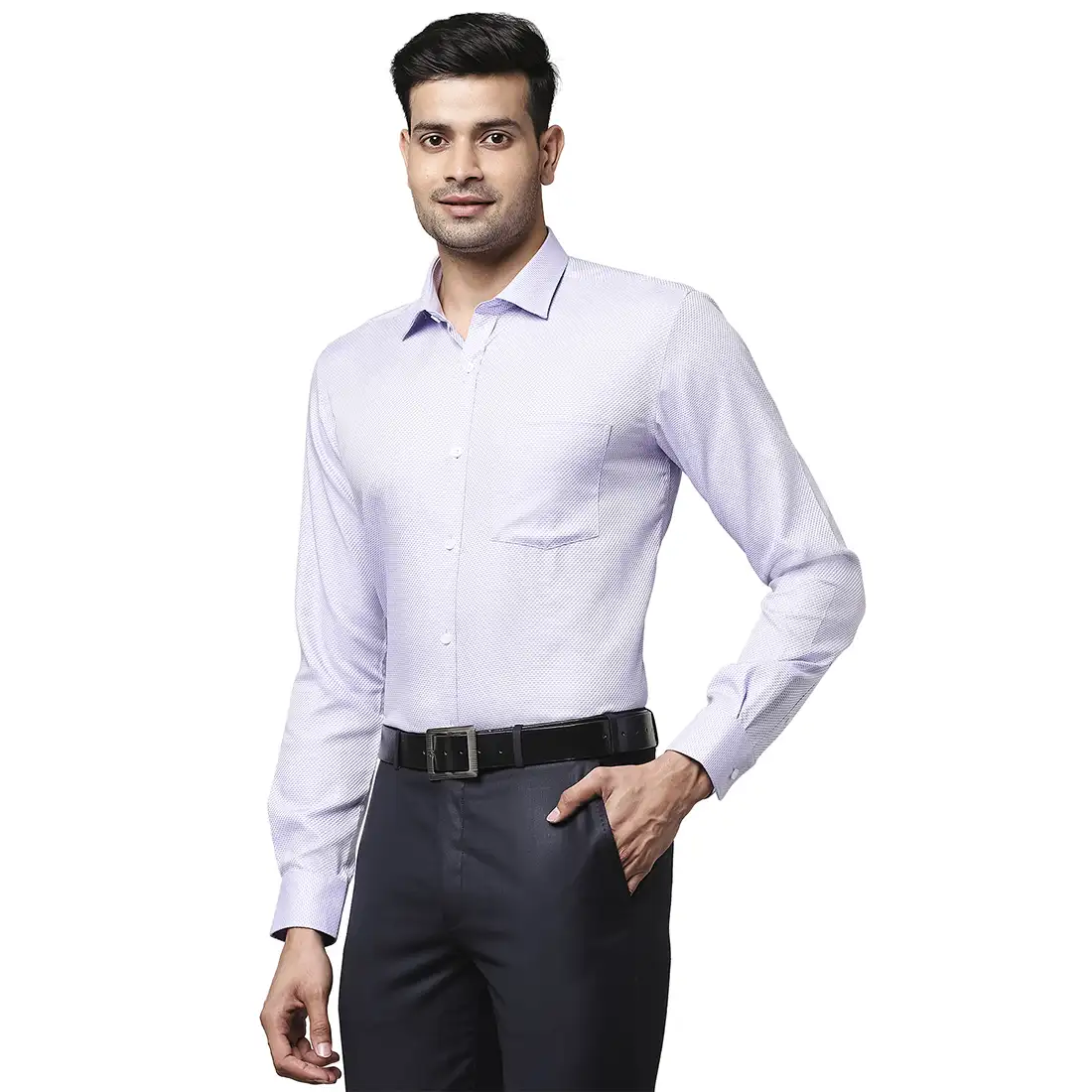 Men Violet Slim Fit Checks Cotton Shirts - Image 3