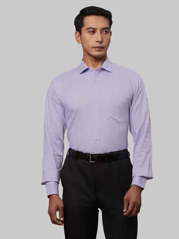 Men Violet Slim Fit Checks Cotton Shirts