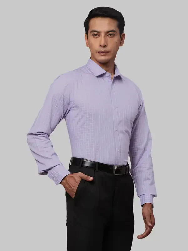 Men Violet Slim Fit Checks Cotton Shirts - Image 2