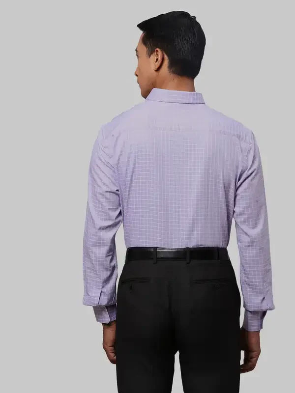 Men Violet Slim Fit Checks Cotton Shirts - Image 4