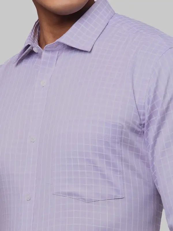 Men Violet Slim Fit Checks Cotton Shirts - Image 6