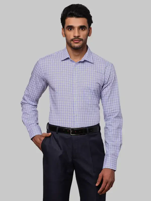 Men Violet Slim Fit Checks Cotton Shirts