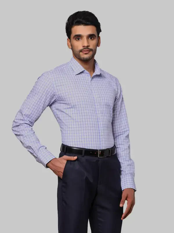 Men Violet Slim Fit Checks Cotton Shirts - Image 2