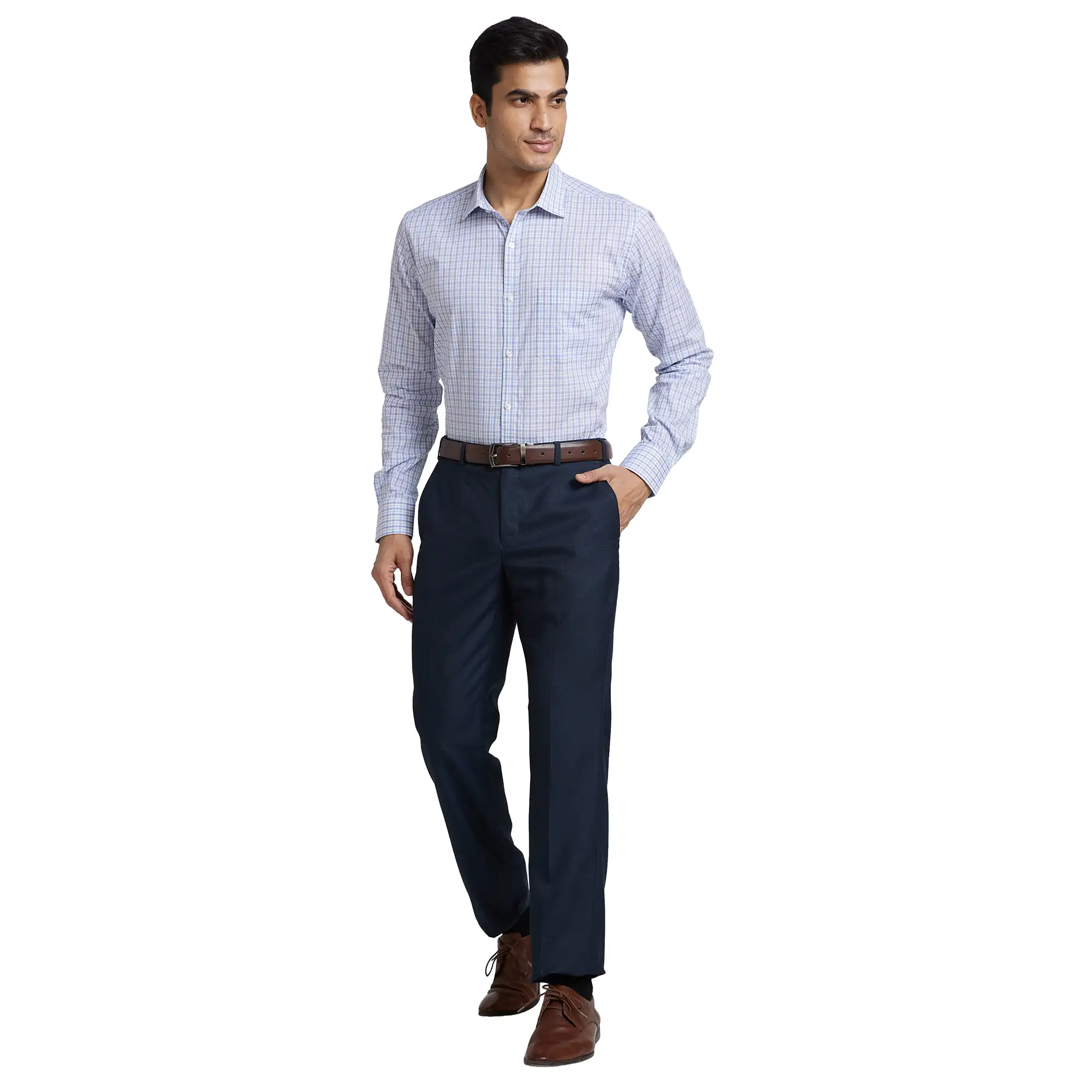 Men Violet Slim Fit Checks Cotton Shirts - Image 6