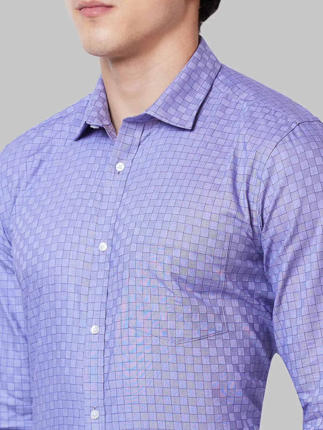 Men Violet Slim Fit Checks Cotton Shirts - Image 6