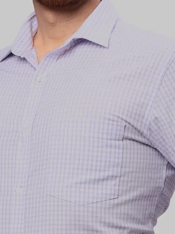 Men Violet Slim Fit Checks Cotton Shirts - Image 7