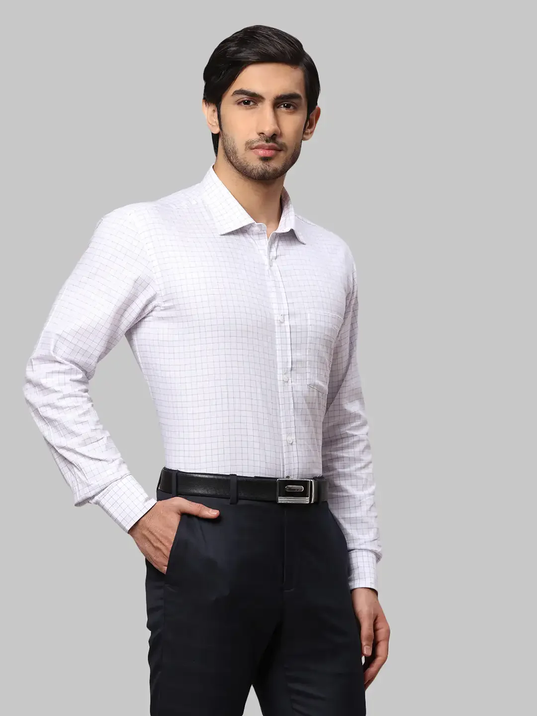 Men Violet Slim Fit Cotton Shirts - Image 2
