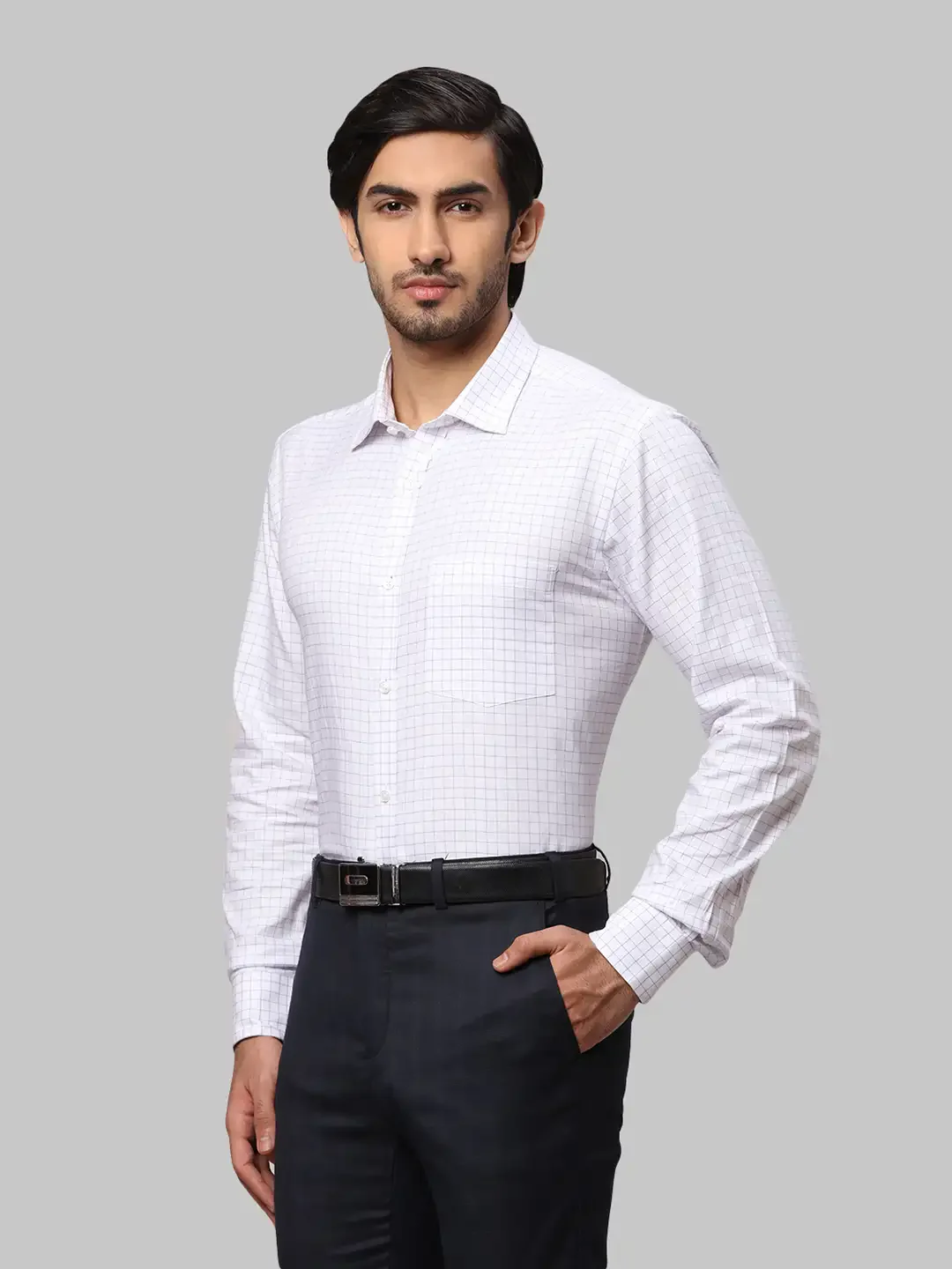 Men Violet Slim Fit Cotton Shirts - Image 3
