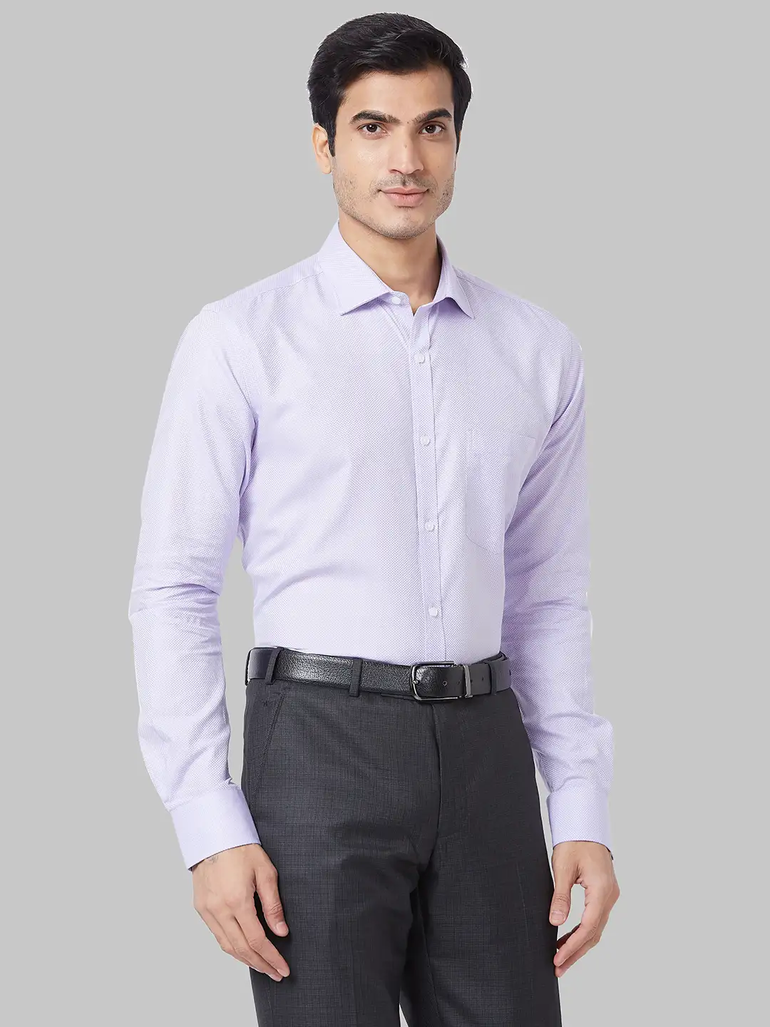 Men Violet Slim Fit Dobby Cotton Shirts - Image 2