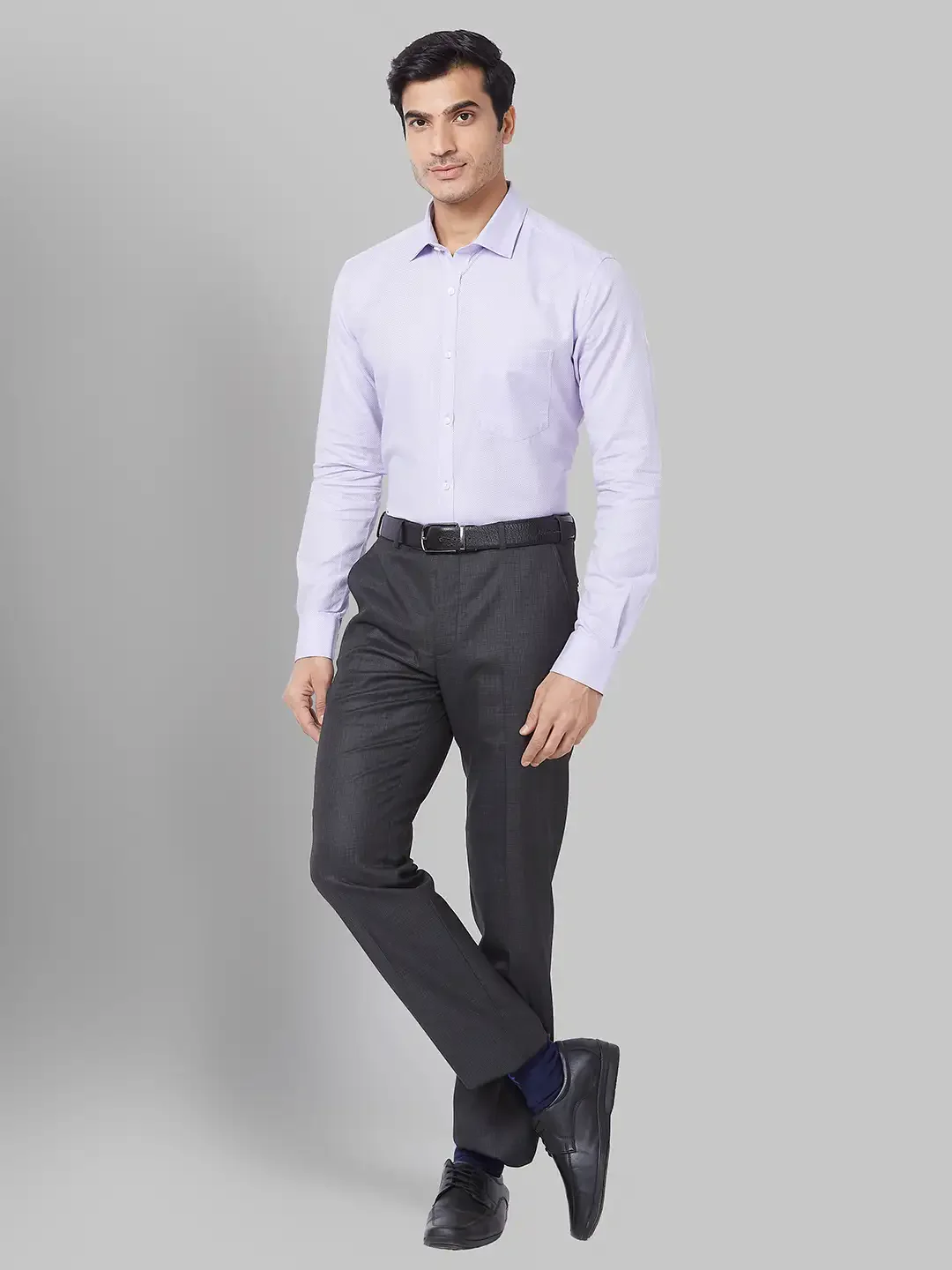 Men Violet Slim Fit Dobby Cotton Shirts - Image 5