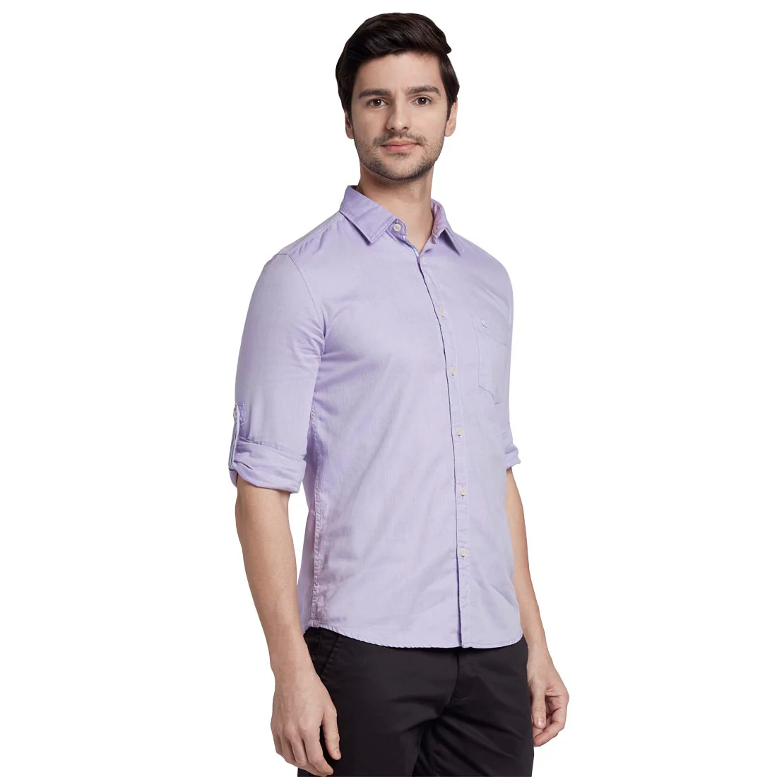 Men Violet Slim Fit Oxford Cotton Full Sleeve Shirts - Image 2