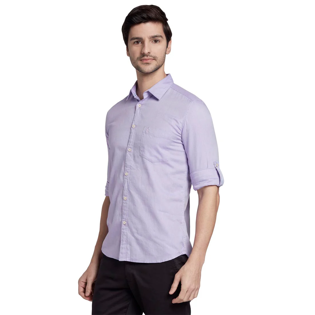 Men Violet Slim Fit Oxford Cotton Full Sleeve Shirts - Image 3
