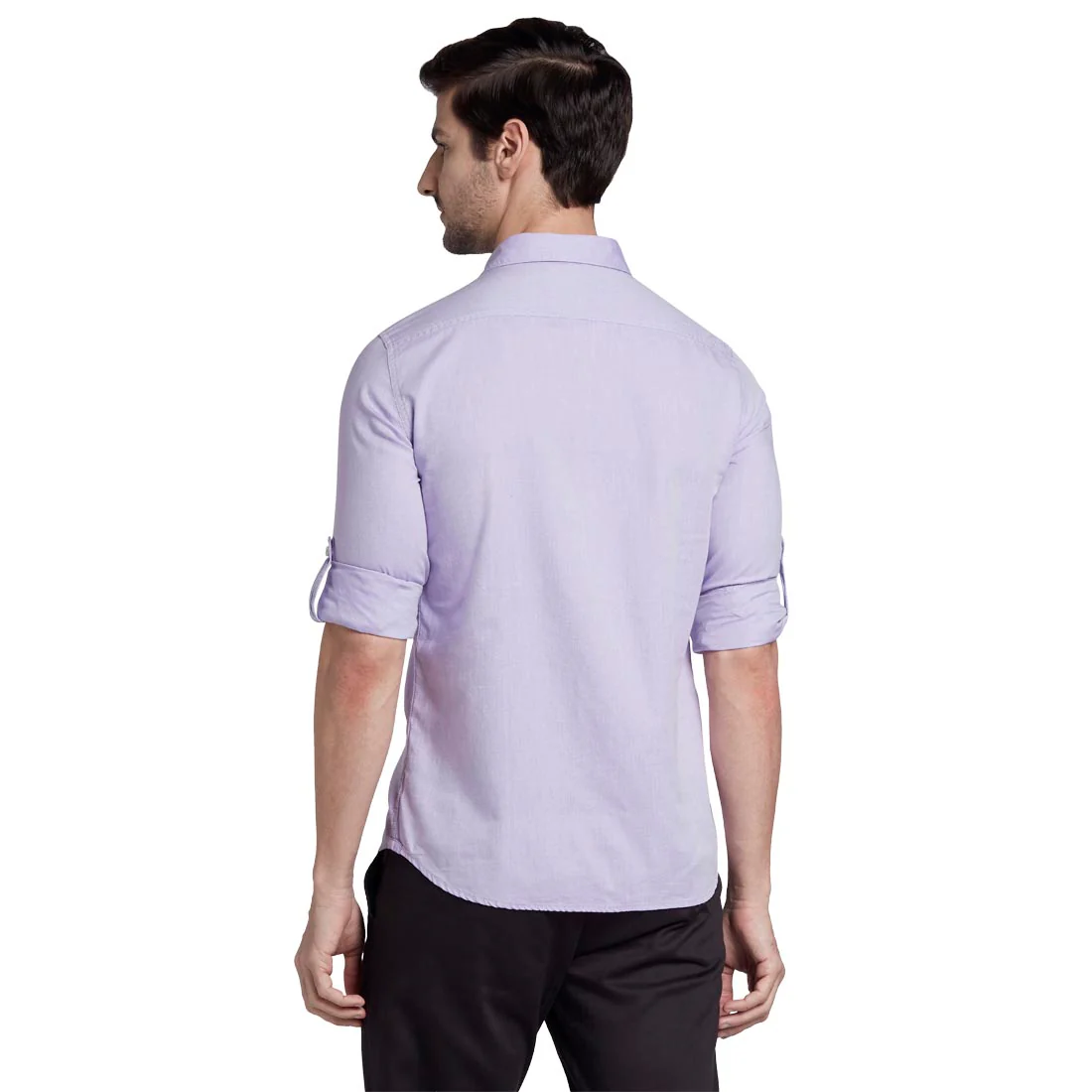 Men Violet Slim Fit Oxford Cotton Full Sleeve Shirts - Image 4