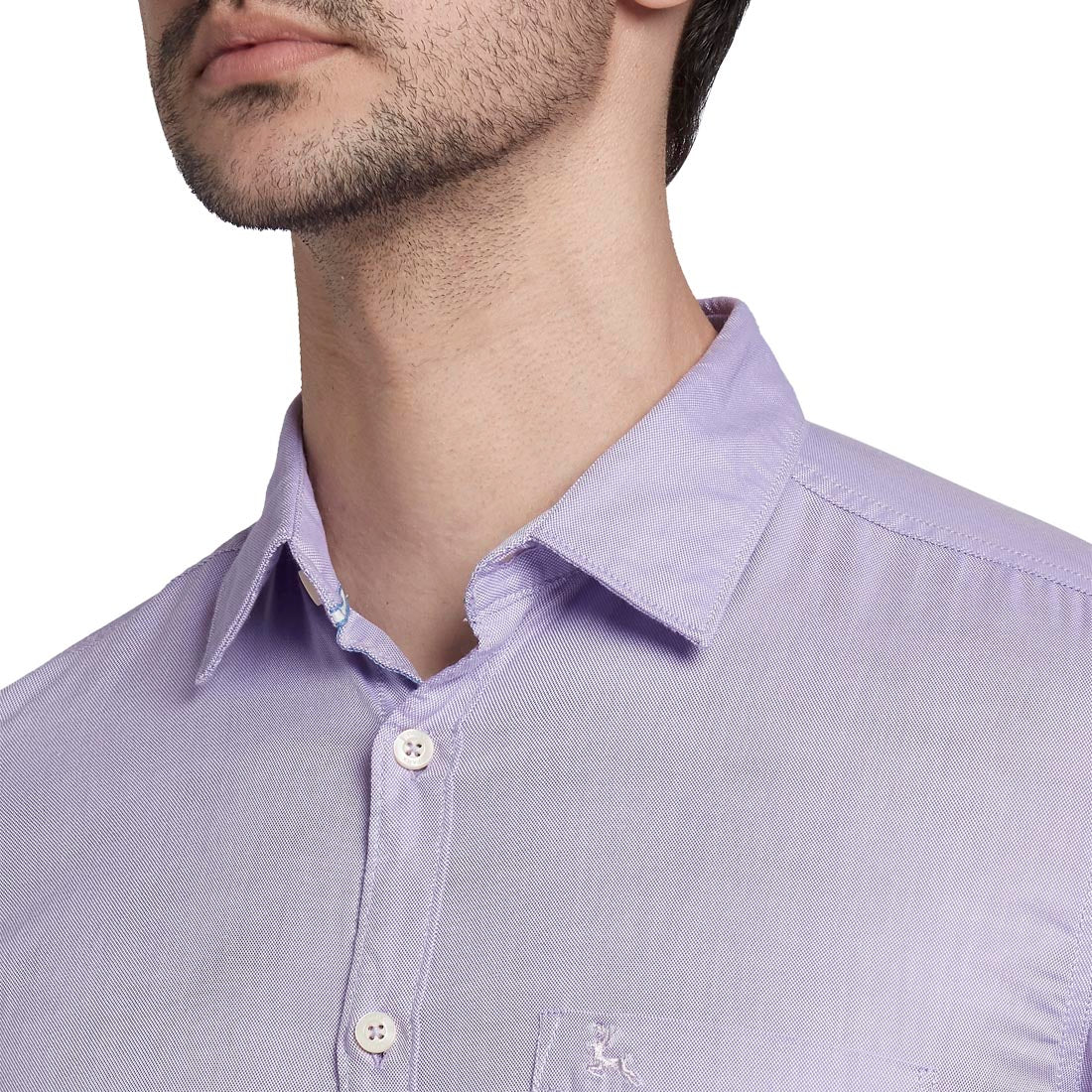 Men Violet Slim Fit Oxford Cotton Full Sleeve Shirts - Image 6