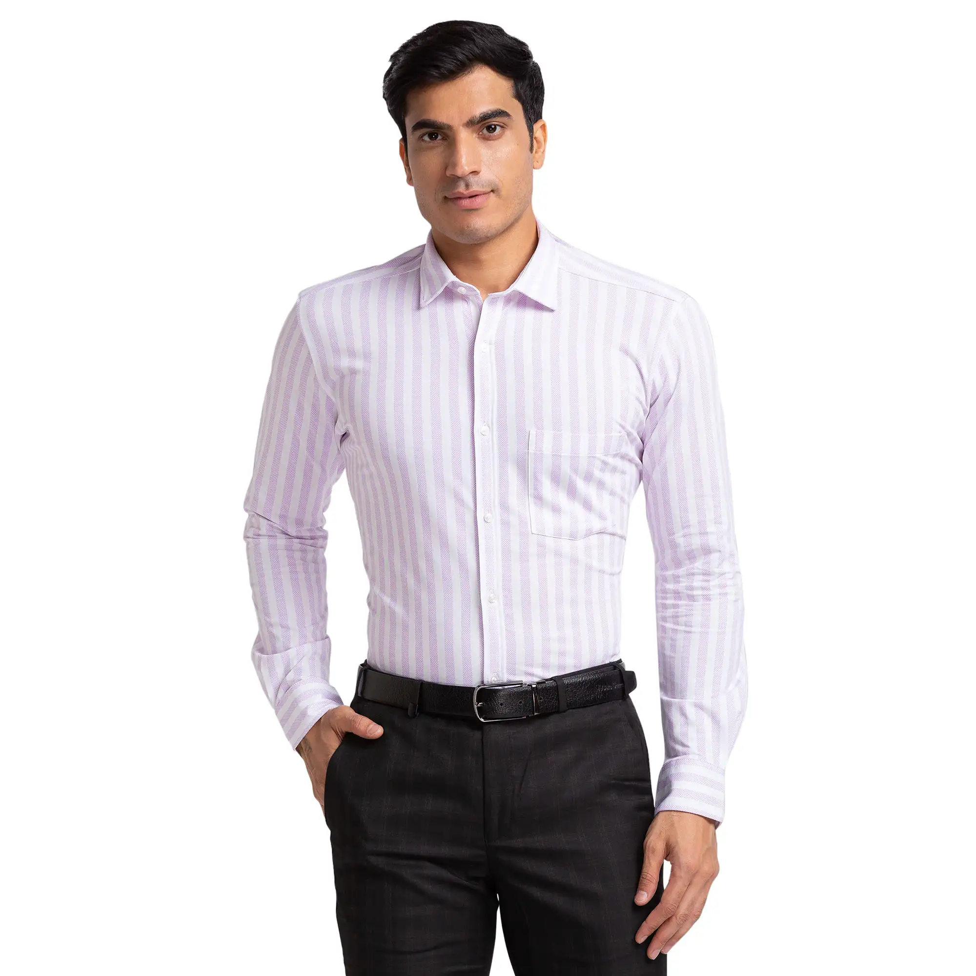 Men Violet Slim Fit Print Cotton Blend Shirts