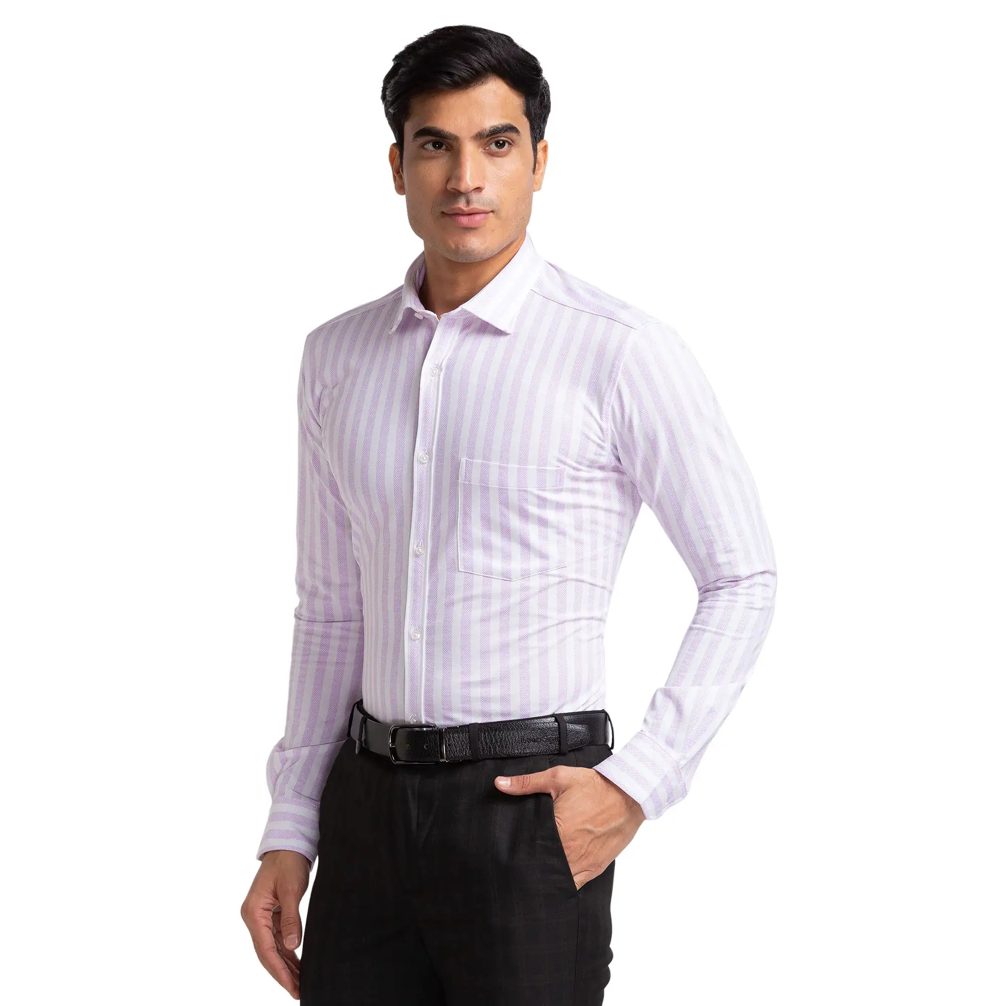 Men Violet Slim Fit Print Cotton Blend Shirts - Image 3
