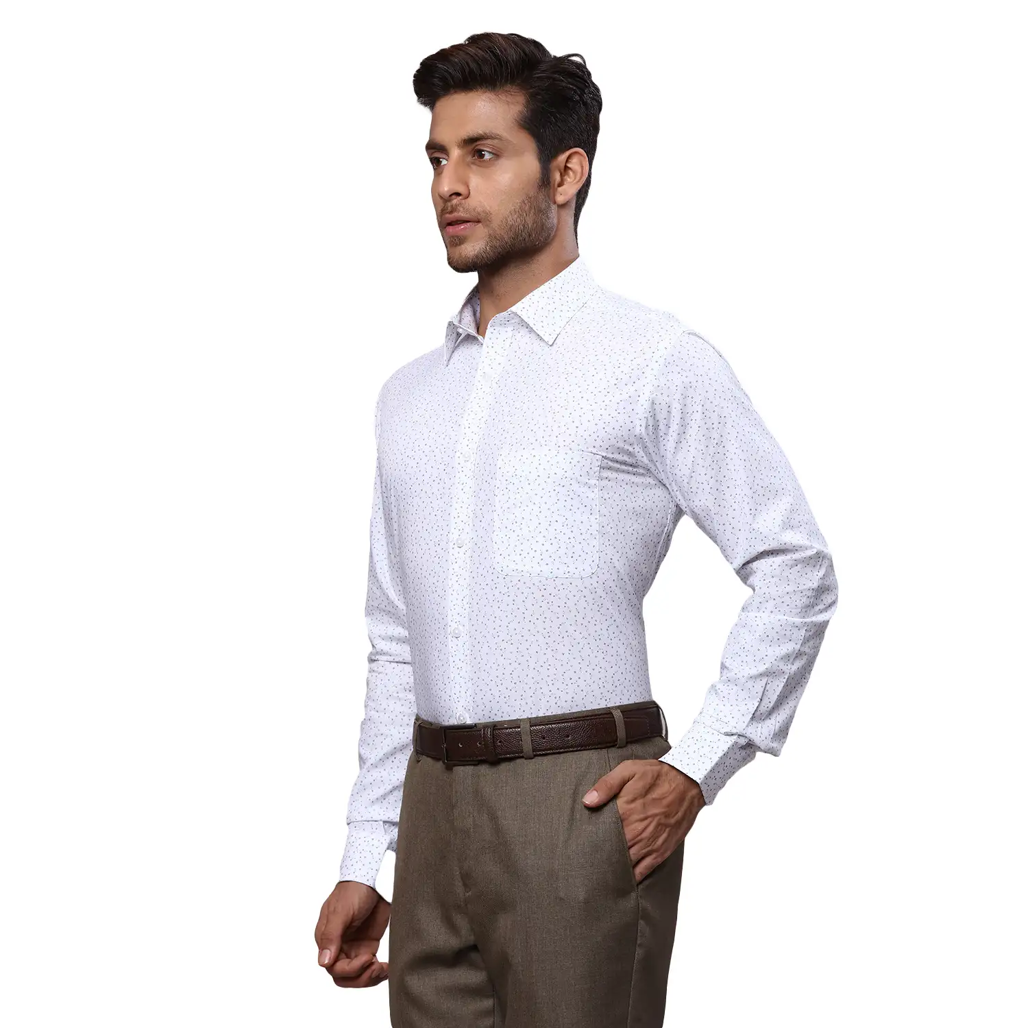 Raymond Men White Printed Slim Fit Cotton Formal Shirt - Image 3