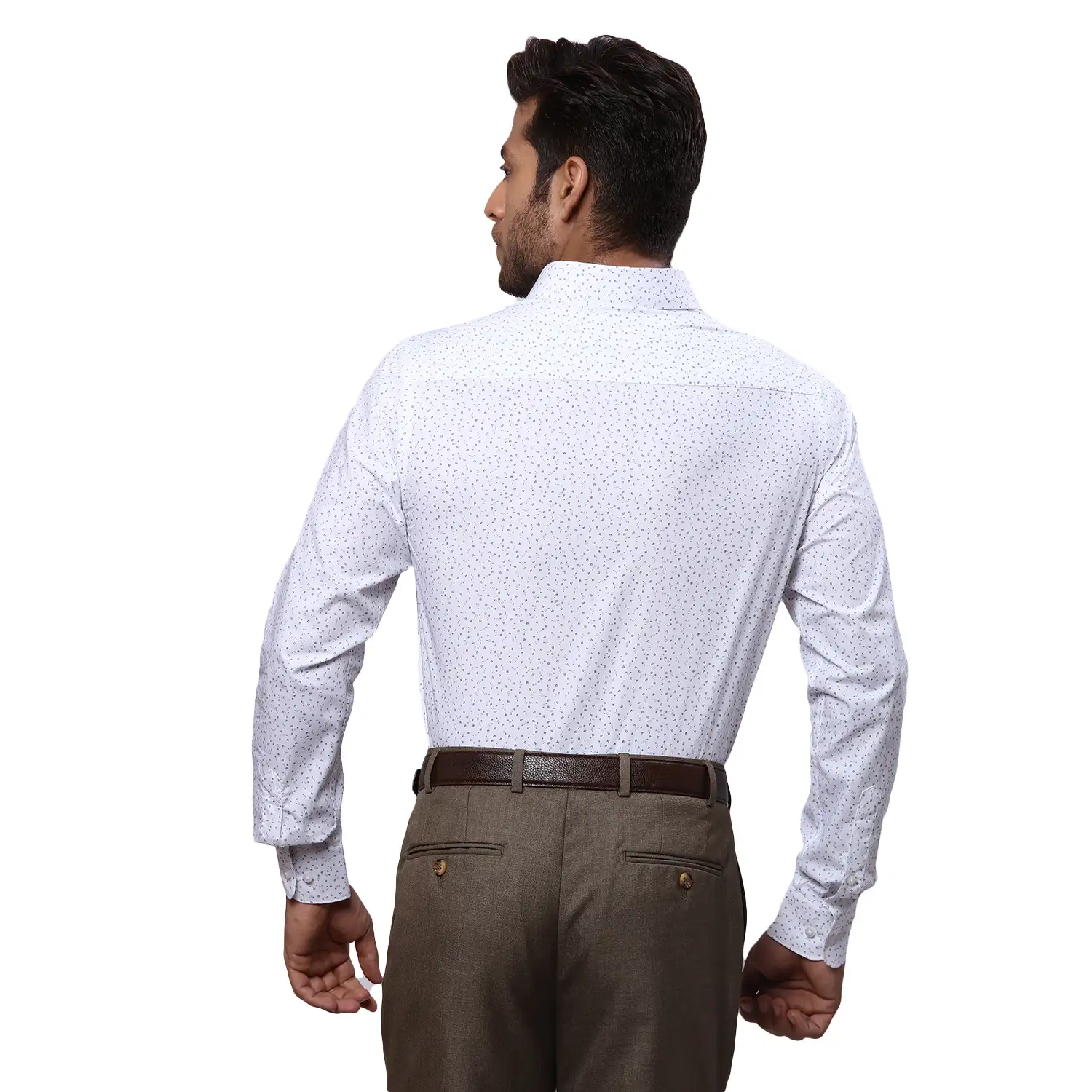 Raymond Men White Printed Slim Fit Cotton Formal Shirt - Image 4