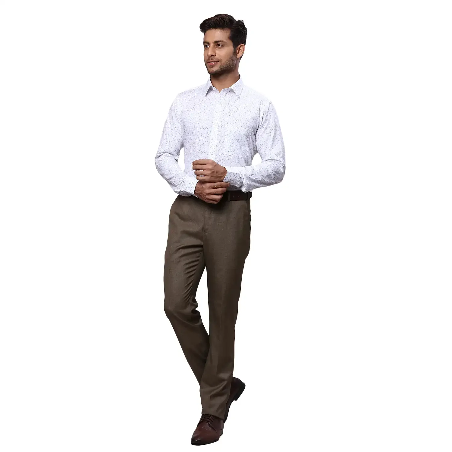 Raymond Men White Printed Slim Fit Cotton Formal Shirt - Image 5
