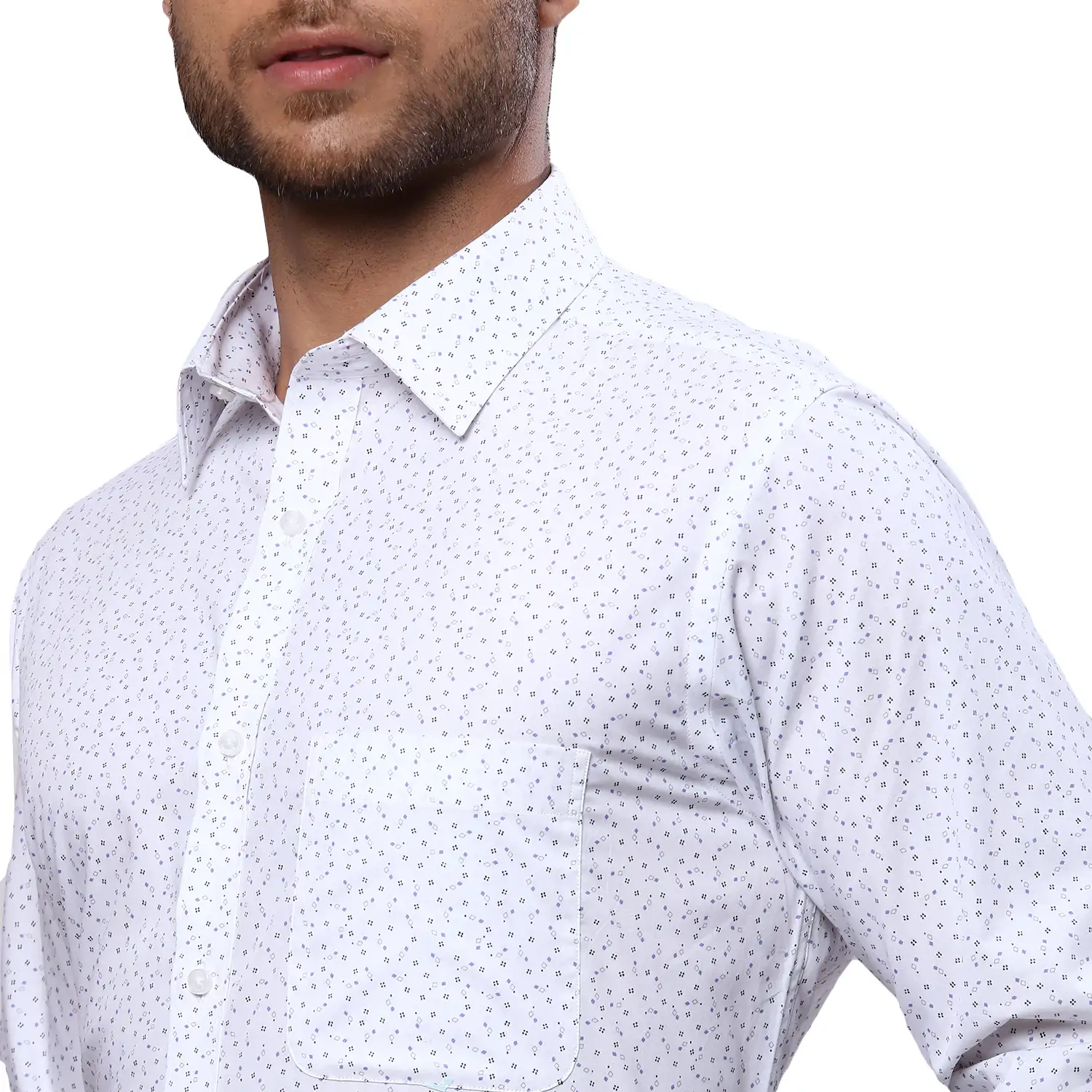 Raymond Men White Printed Slim Fit Cotton Formal Shirt - Image 6