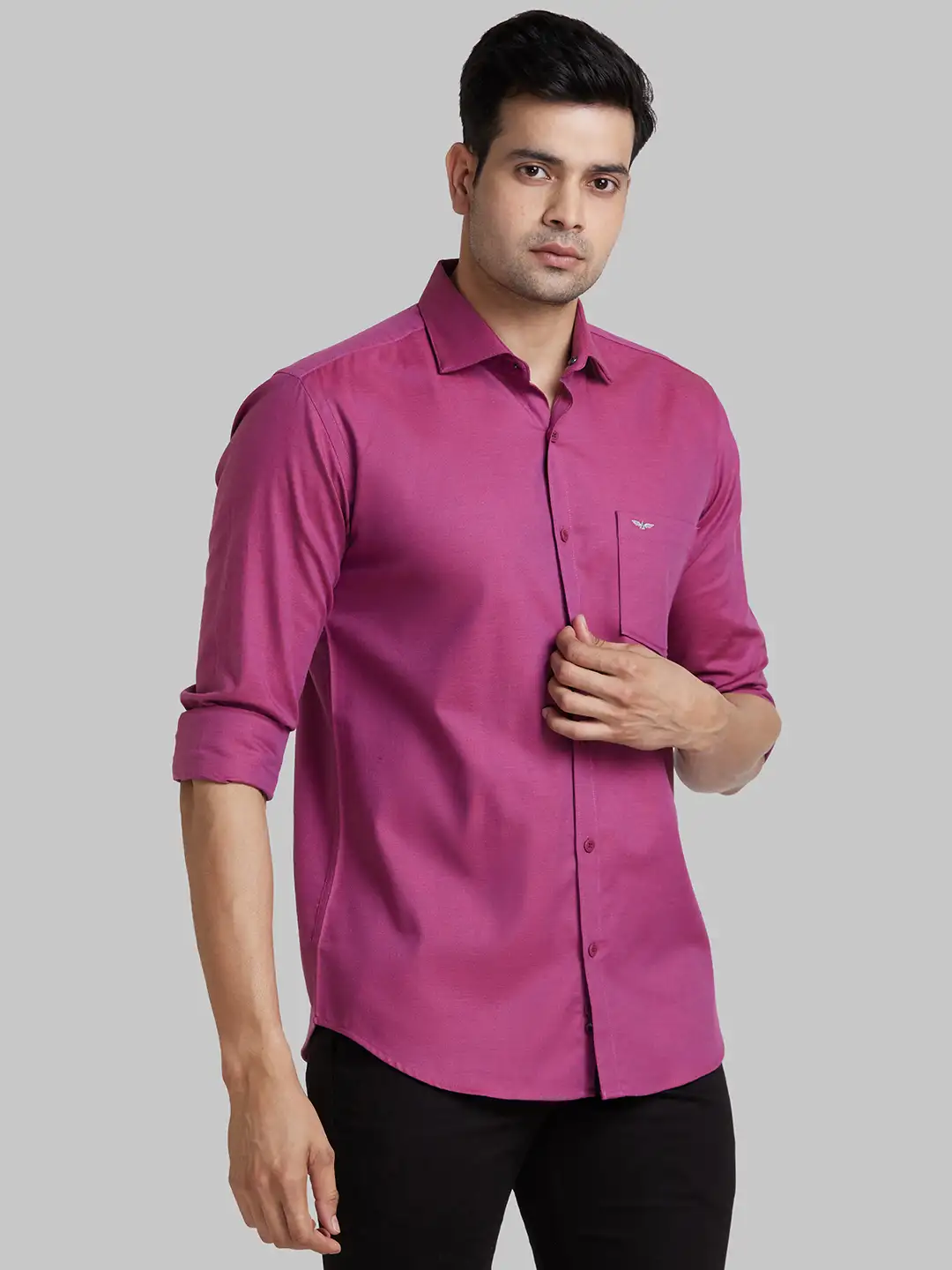 Park Avenue Men Purple Slim Fit Cotton Casual Shirt - Image 2