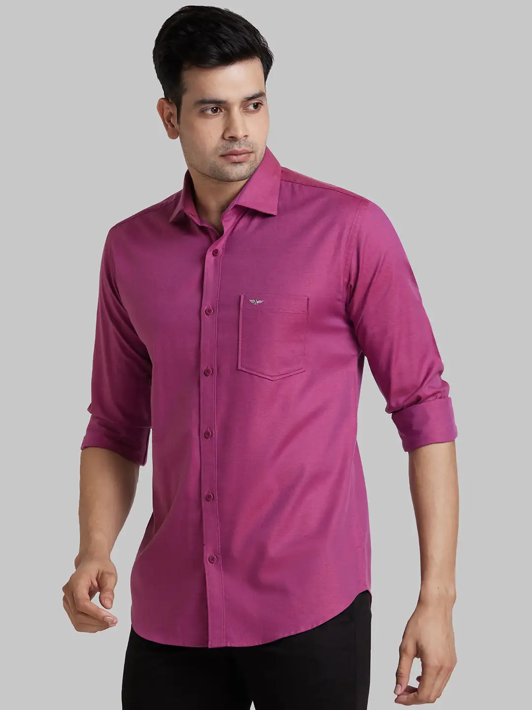Park Avenue Men Purple Slim Fit Cotton Casual Shirt - Image 3