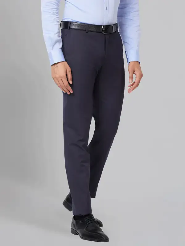 Men Violet Slim Fit Solid Polyester Blend Trouser - Image 2
