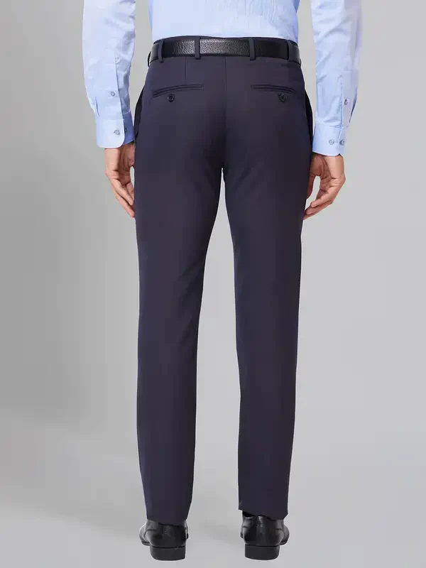 Men Violet Slim Fit Solid Polyester Blend Trouser - Image 4