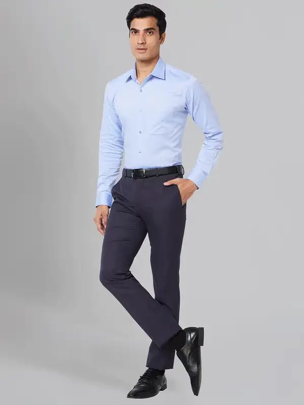 Men Violet Slim Fit Solid Polyester Blend Trouser - Image 5