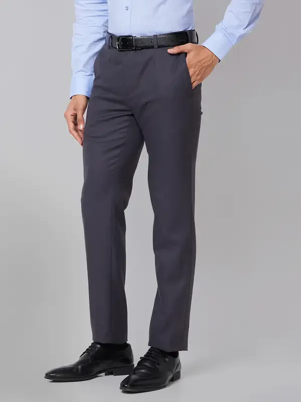 Men Violet Slim Fit Solid Polyester Blend Trouser - Image 3