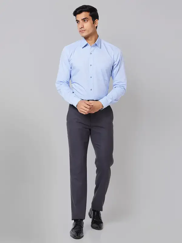 Men Violet Slim Fit Solid Polyester Blend Trouser - Image 5