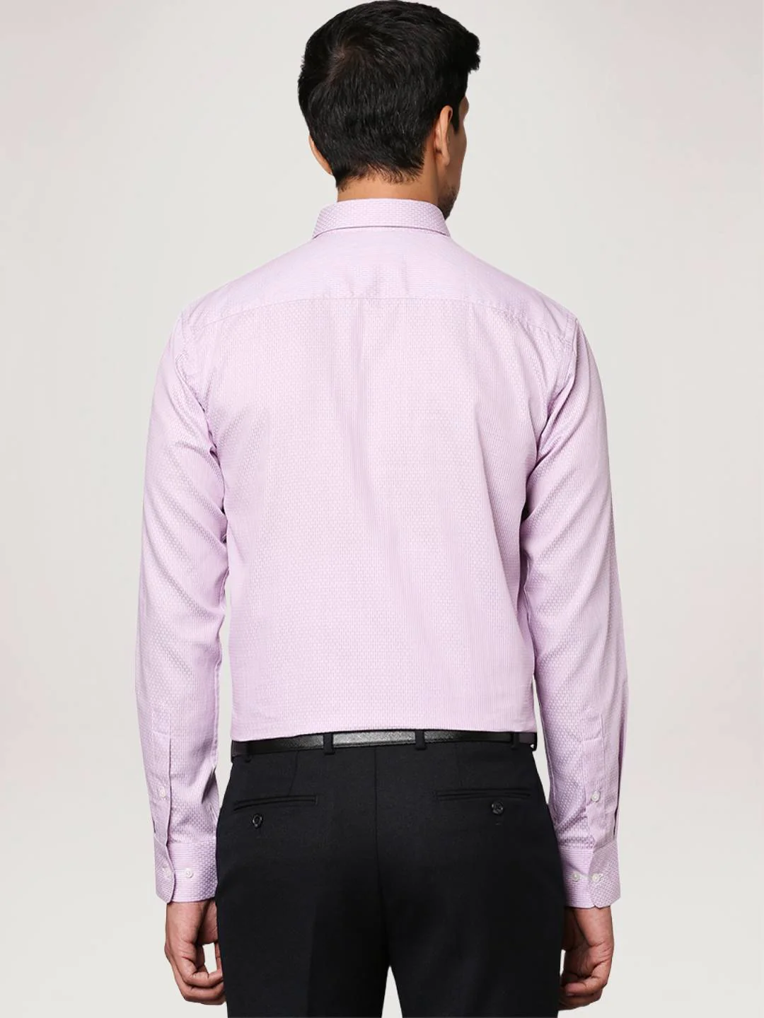 Men Violet Slim Fit Stripe Cotton Shirts - Image 3
