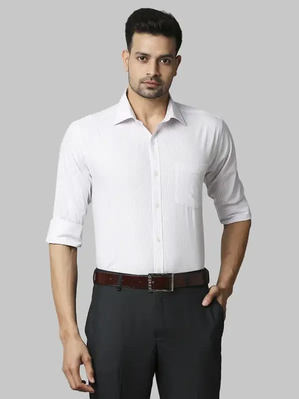 Men Violet Slim Fit Stripe Cotton Shirts