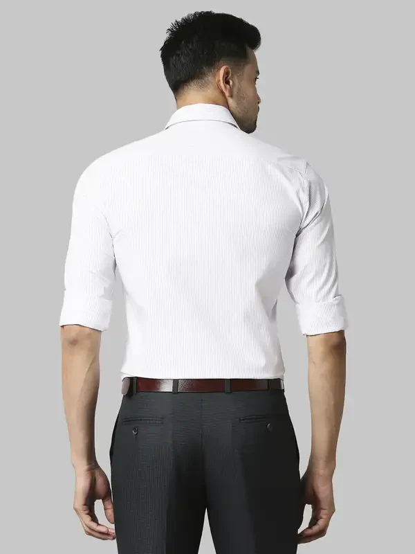 Men Violet Slim Fit Stripe Cotton Shirts - Image 4
