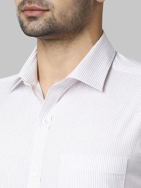 Men Violet Slim Fit Stripe Cotton Shirts - Image 6