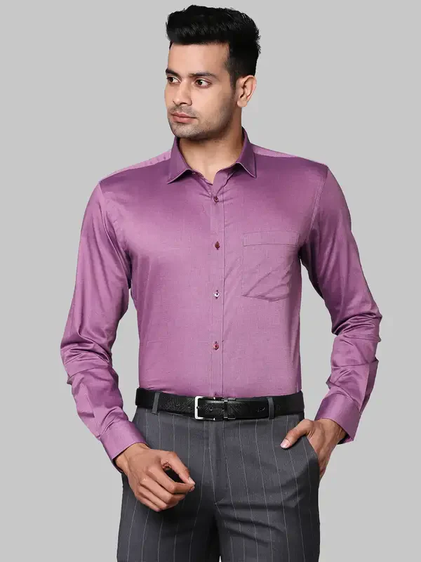 Men Violet Slim Fit Structure Cotton Shirts