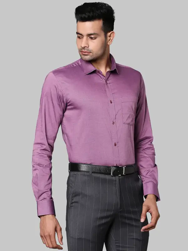 Men Violet Slim Fit Structure Cotton Shirts - Image 2