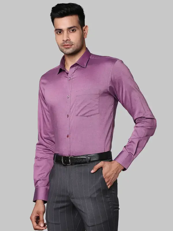Men Violet Slim Fit Structure Cotton Shirts - Image 3