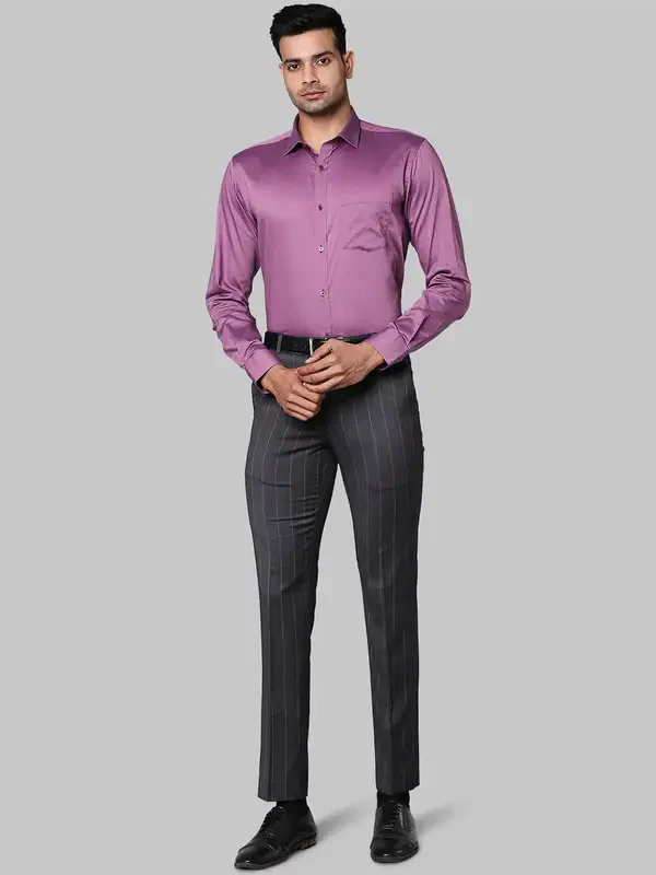 Men Violet Slim Fit Structure Cotton Shirts - Image 5