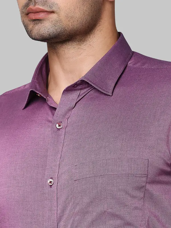 Men Violet Slim Fit Structure Cotton Shirts - Image 6