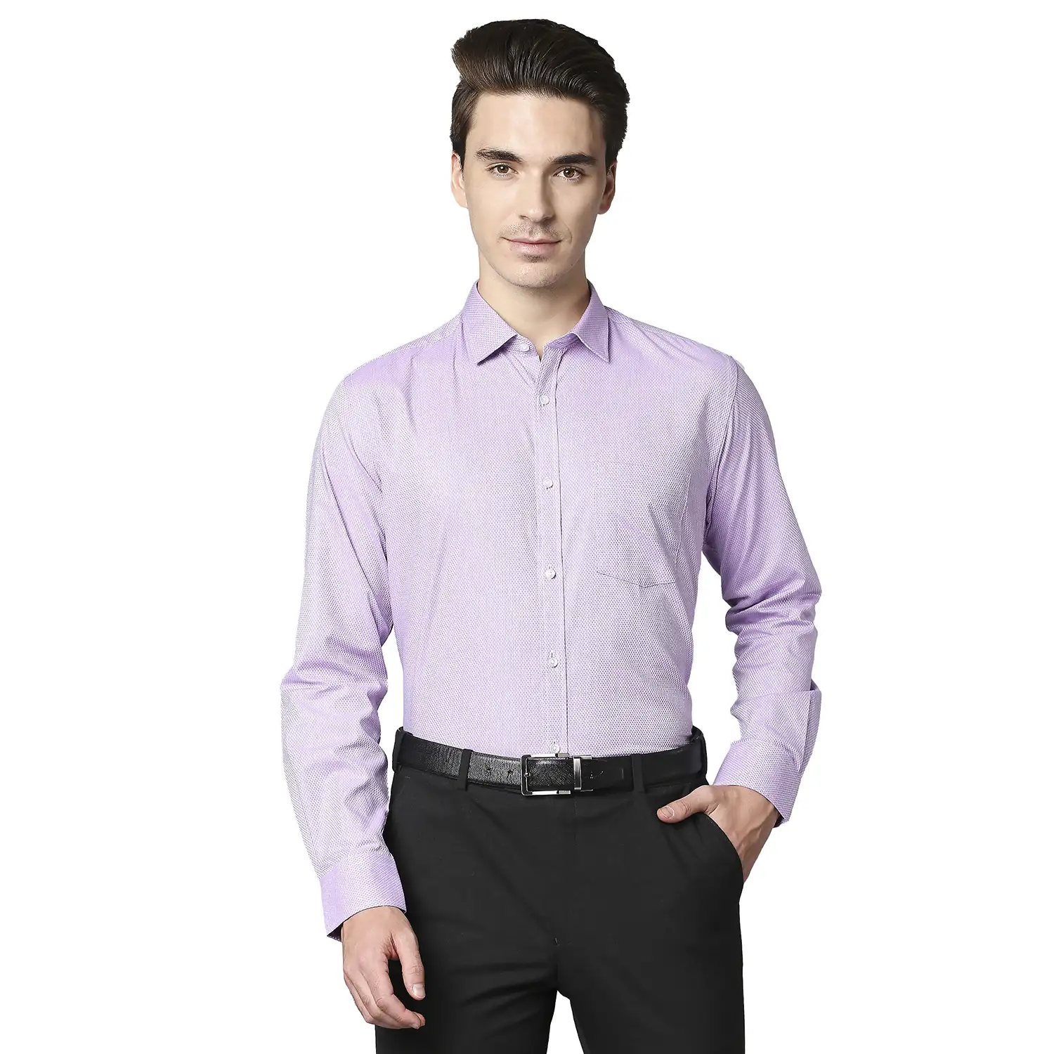 Men Violet Slim Fit Structure Cotton Shirts