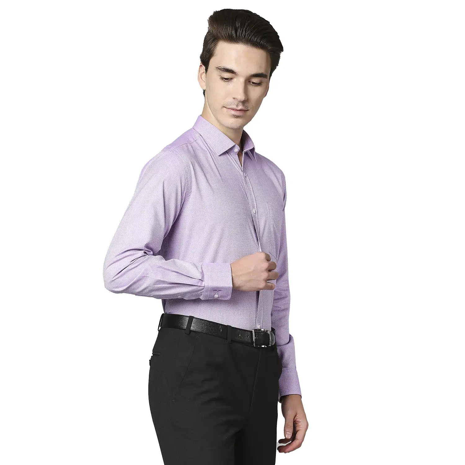 Men Violet Slim Fit Structure Cotton Shirts - Image 2