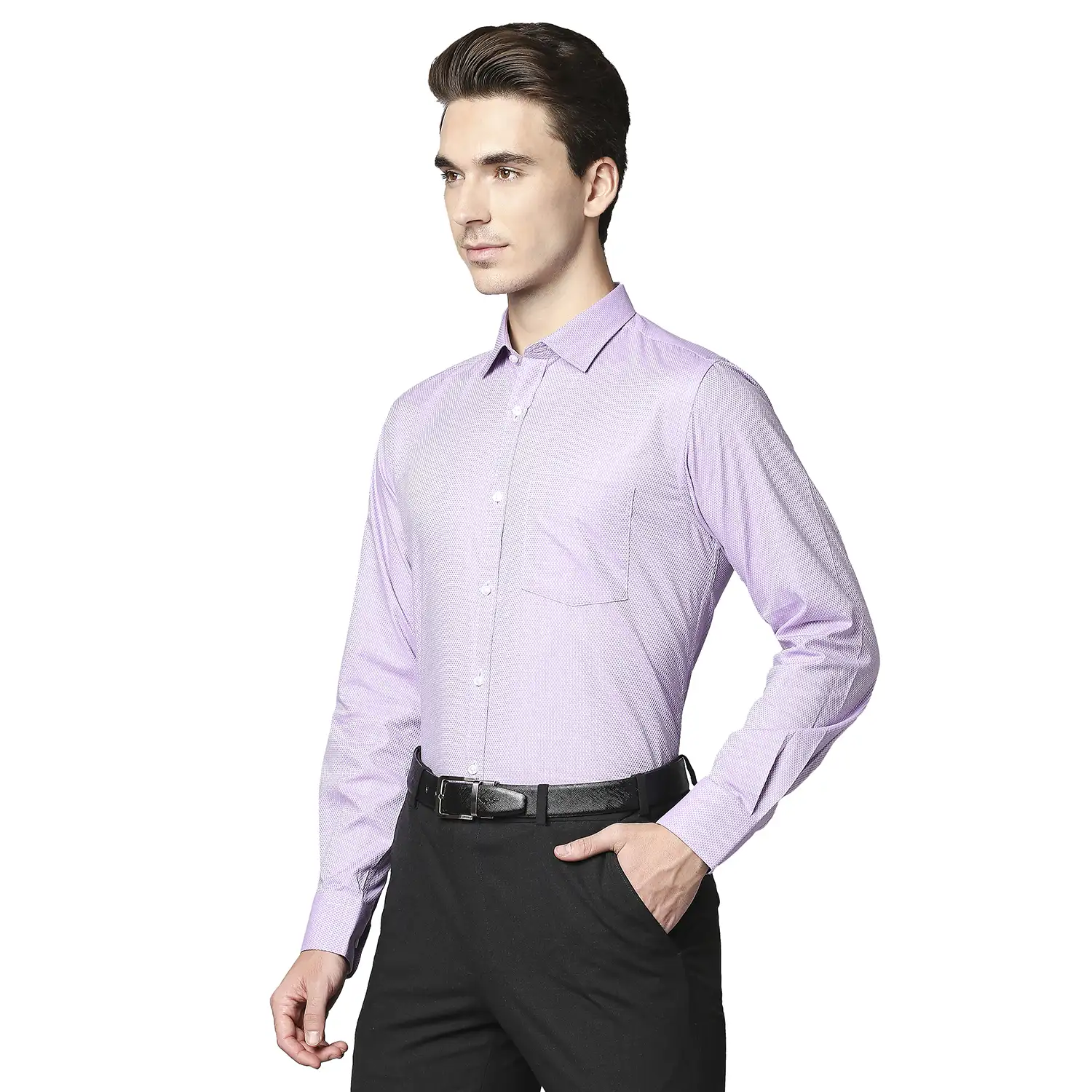 Men Violet Slim Fit Structure Cotton Shirts - Image 3