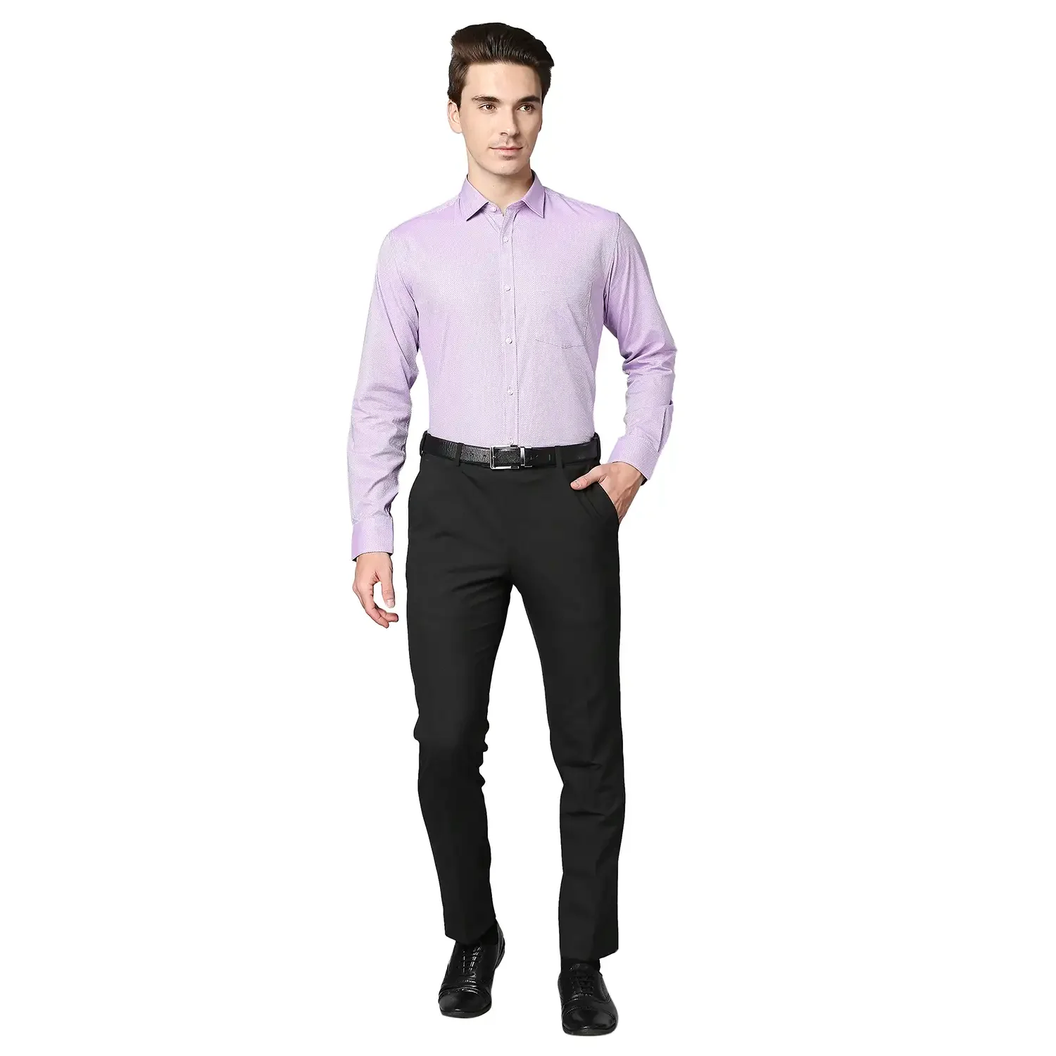 Men Violet Slim Fit Structure Cotton Shirts - Image 5