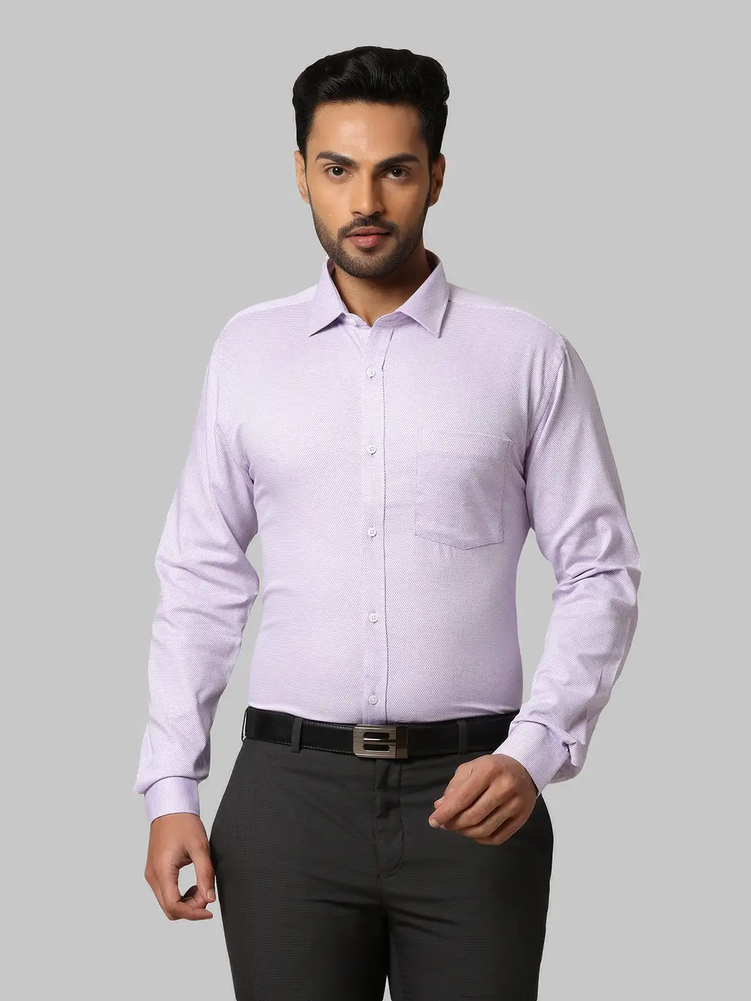 Men Violet Slim Fit Structure Cotton Shirts