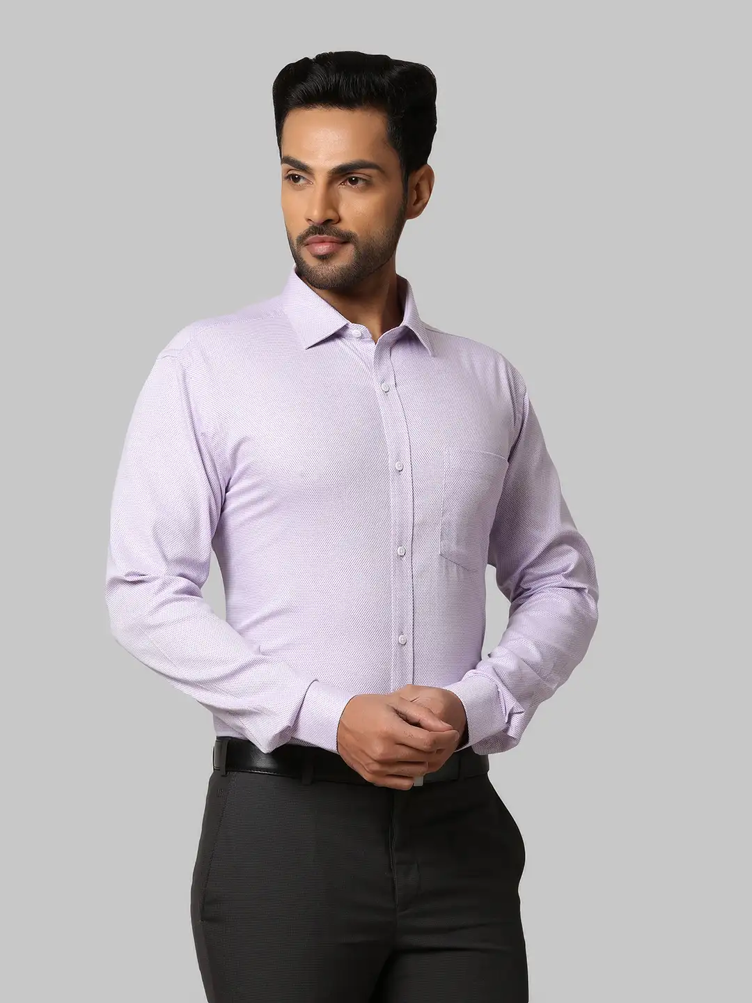 Men Violet Slim Fit Structure Cotton Shirts - Image 2