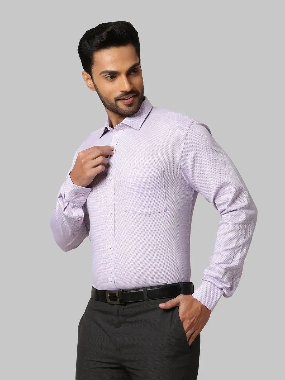 Men Violet Slim Fit Structure Cotton Shirts - Image 3