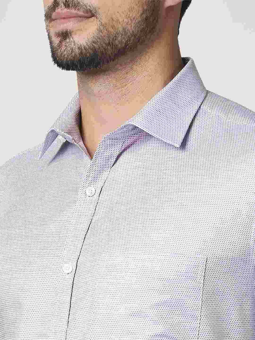 Men Violet Slim Fit Structure Cotton Shirts