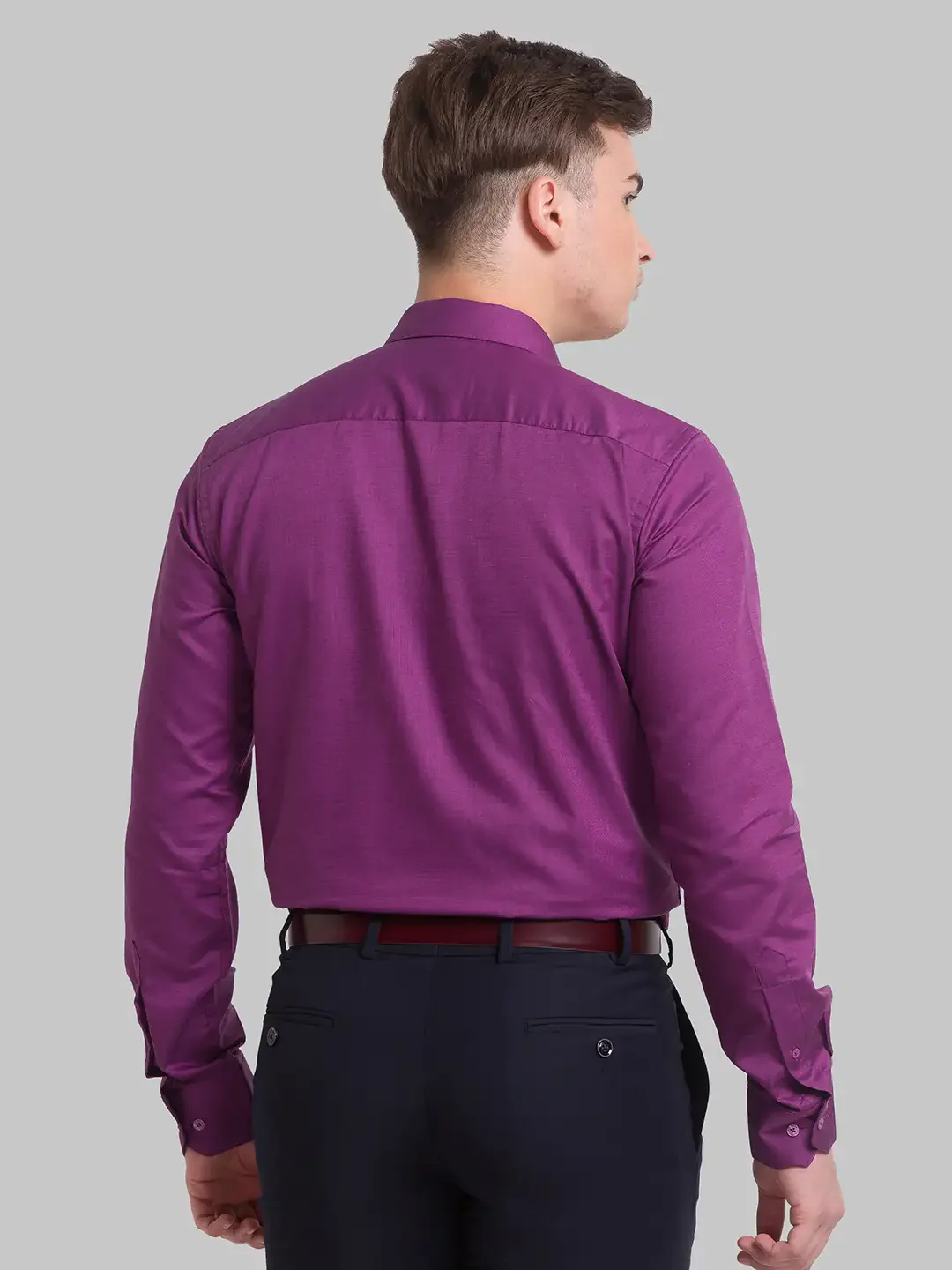 Men Violet Slim Fit Structure Cotton Shirts - Image 4